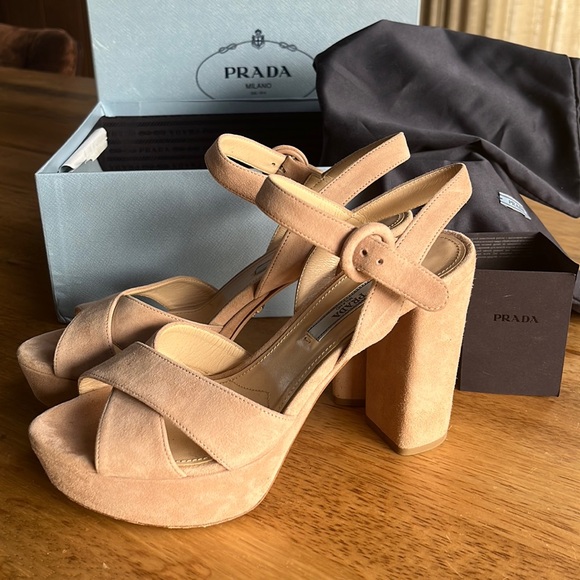 Prada Suede Platform Heels - Picture 2 of 9